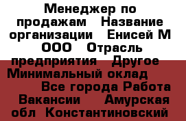 Менеджер по продажам › Название организации ­ Енисей-М, ООО › Отрасль предприятия ­ Другое › Минимальный оклад ­ 100 000 - Все города Работа » Вакансии   . Амурская обл.,Константиновский р-н